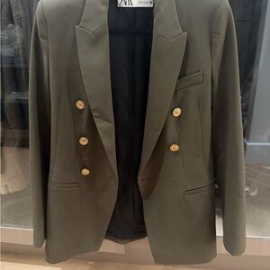 Zara Khaki Jacket with Gold Accents